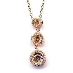 Champagne Czs, Gold Over Sterling Silver Pendant Necklace