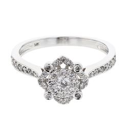 East-West Cushion Cluster Diamond Ring In 14K White Gold | 435845