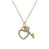 Image 1 : Gold Plated Sterling Silver AAA CZ, Open 15X16mm Heart And Key Charms, On Gold Plated Sterling Silve