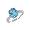 Image 1 : SS SWISS BLUE TOPAZ / DIAMOND RING - Size 7 (#10168SW)