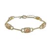 Image 1 : Champagne CZ Surrounded With White CZ, Gold Plated Brass Bracelet- 7.25"