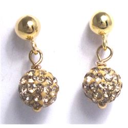 Sterling Silver-GD Crystal Ball Earrings