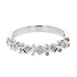 Pave-Set Antique Diamond Band With Milgrain In 18K White Gold | 340208