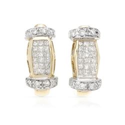Invisible-Set Huggy Earrings In 14K Two-Tone Gold | 261779
