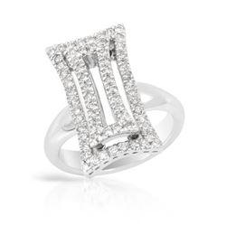 Split-Shank Rectangular Diamond Ring  In 14K White Gold | 283007