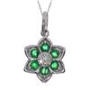 Image 1 : 14K White Gold Emerald Star Pendant With 18" Chain