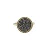 Image 1 : Gold Plated Sterling Silver, 15Mm Round Circle, 12Mm Grey Druzy Natural Stone With CZ Border, Ring S