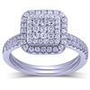 Image 1 : Square-Cluster Diamond Bridal Set In 14K White Gold | 433656
