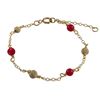 Image 1 : Red 4Mm Balls And Gold Filled 4Mm Laser Balls On Gold Filled Chain Bracelet, 5" 1"