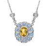 Image 1 : Citrine/Topaz Flower Slider W/ Chain In 14K White Gold | 185874