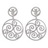 Image 1 : Rhodium Plated Sterling Silver, 30Mm Round Filigree CZ Circle Dangling, Post Earrings, 1.85&Quot;