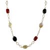 Image 1 : Smoky  Combination Of  Semi Precious Stones On Gold Tone Brass Chain- 16" 3"