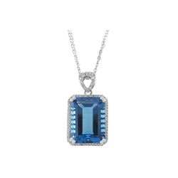 SS SWISS BLUE TOPAZ / WHITE TOPAZ PENDANT (#9613SWWT)