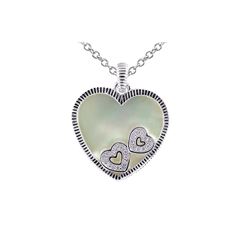 SILVER HS WHITE MOTHER-OF-PEARL / DIAMOND PENDANT (#6909MOP-WHT)