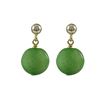 Image 1 : Apple Green Semi Precious 10Mm Round Flat Stone On Gold Plated Sterling Silver Post Earrings, 0.75