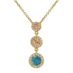 Lt. Multi Color Czs, Gold Over Sterling Silver Pendant Necklace