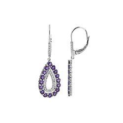 SILVER AMETHYST / DIAMOND LEVERBACK EARRINGS (#7012A)