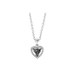 SS BLACK / WHITE DIAMOND HEART PENDANT (#7756D-BLK)