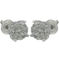 Genuine 1CTW Cluster Earring 14K White Gold