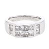 Image 1 : Princess-Cut Channel-Set Gents Diamond Ring In 18K White Gold | 263631