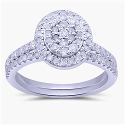 Round-Cluster Diamond Bridal Set In 14K White Gold | 433654