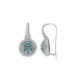 SS BLUE ZIRCON / DIAMOND WIREHOOK EARRINGS (#7205BZ)