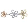 Image 1 : Sterling Silver Tri Color Flower CZ Pin