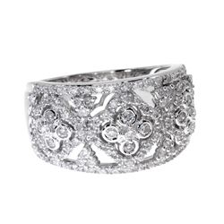 14K  White Gold Diamond Clover Fashion Band