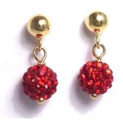 Sterling Silver-GD Crystal Ball Earrings