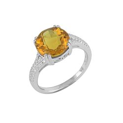 SS CITRINE / WHITE ZIRCON RING - Size 7 (#10170MUL1)