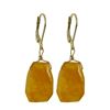Image 1 : Honey Semi Precious Stone On Gold Tone Sterling Silver Lever Back Earrings -1.54"