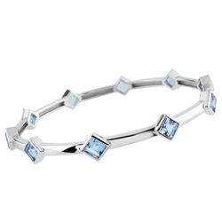 SILVER SQ SWISS BLUE TOPAZ BANGLE BRACELET - Size 7.75 (#3823SW)