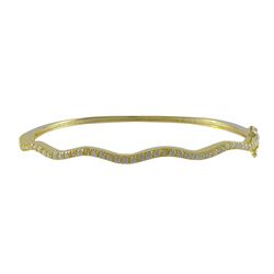 Gold Plated Sterling Silver CZ Wave Bangle, 7 