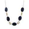 Image 1 : Sodalite (Blue) Oval Semi Precious Stones, Gold Plated Brass Chain Necklace, 18" 2"