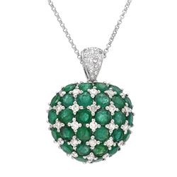 Green Apple Emerald & Diamond Slider W/ Chain In 14K White Gold | 288051