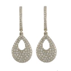 Pave-Set Pear-Shape Diamond Drop Earring In 14K White Gold | 420779