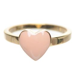 Pink Enamel Heart Gold Tone Sterling Silver Ring Size 3