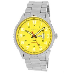 Roberto Bianci Men's All Steel Watch With Day And Date And Yellow Face -7099MSS