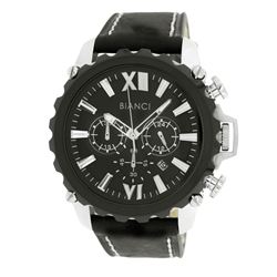 Roberto Bianci Men's Sports Chronograph Watch With Black Face And Black Leather Band-5449MCHR