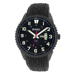 Roberto Bianci Men's Rubber Band Watch With Day/Date And Black Face-7099MRUB-GUN