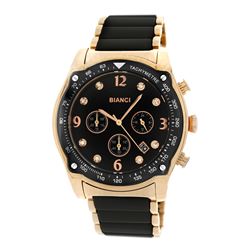 Roberto Bianci Unisex Rose Gold Plated Black Ceramic Chronograph Watch-5874U