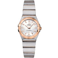 Omega  Constellation Brushed Quartz 24Mm 18Kt Rose Gold &Amp; Steel  Women Watch