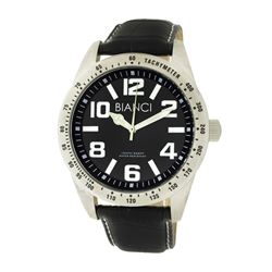 Roberto Bianci Men's Classic Watch With Black Face And Black Leather Strap-5509A