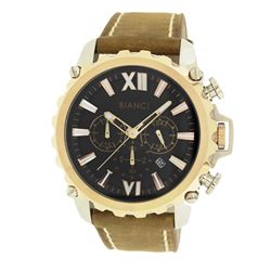 Roberto Bianci Men's Sports Chronograph Watch With Black Face And Brown Leather Band-5448MCHR