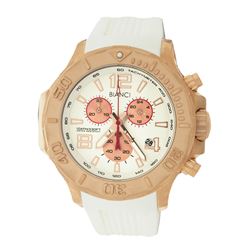 Roberto Bianci Men's Rose Gold Plated Watch With White Face And White Rubber Band-5505E