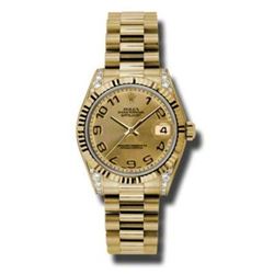 Rolex  Datejust 31  18K Yellow Gold Presidential Bracelet  Women Watch