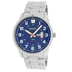 Roberto Bianci Men's All Steel Watch With Day And Date And Blue Face -7099MSS