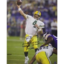 Brett Favre Signed Green Bay Packers 16X20 Photo W/5 Stats LTD- Favre Hologram