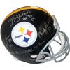 Image 1 : Andy Russell Signed Pittsburgh Steelers Linebacker Greats Full Size TB Replica Helmet Gray Mask 3 Si