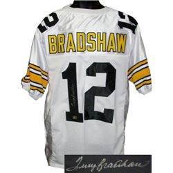Terry Bradshaw Signed Pittsburgh Steelers White Prostyle Jersey